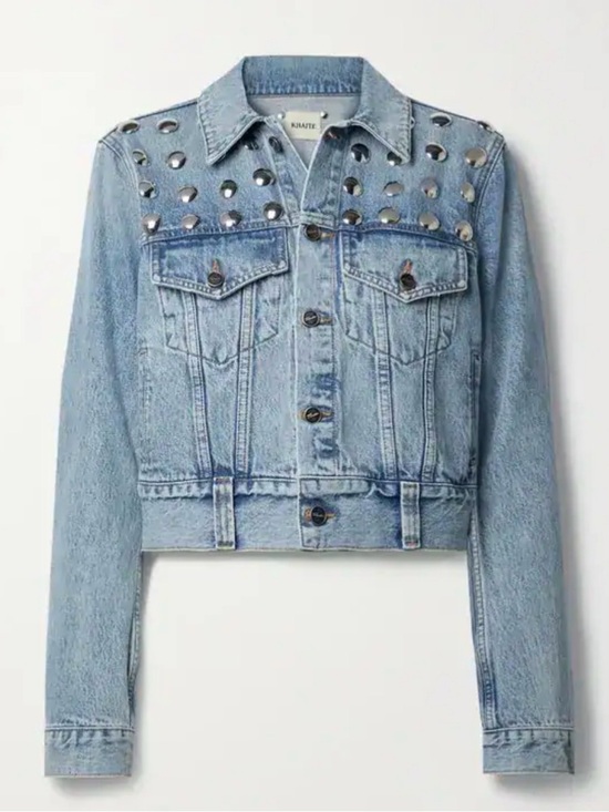 KHAITE Jackets & Blazers - KHAITE Light Blue Rizzo Studded Denim Jacket M